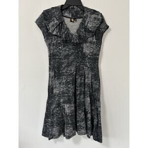 Feral Childe Mini Dress Goth Emo Stretch Knit Black Print Size Small NYC USA